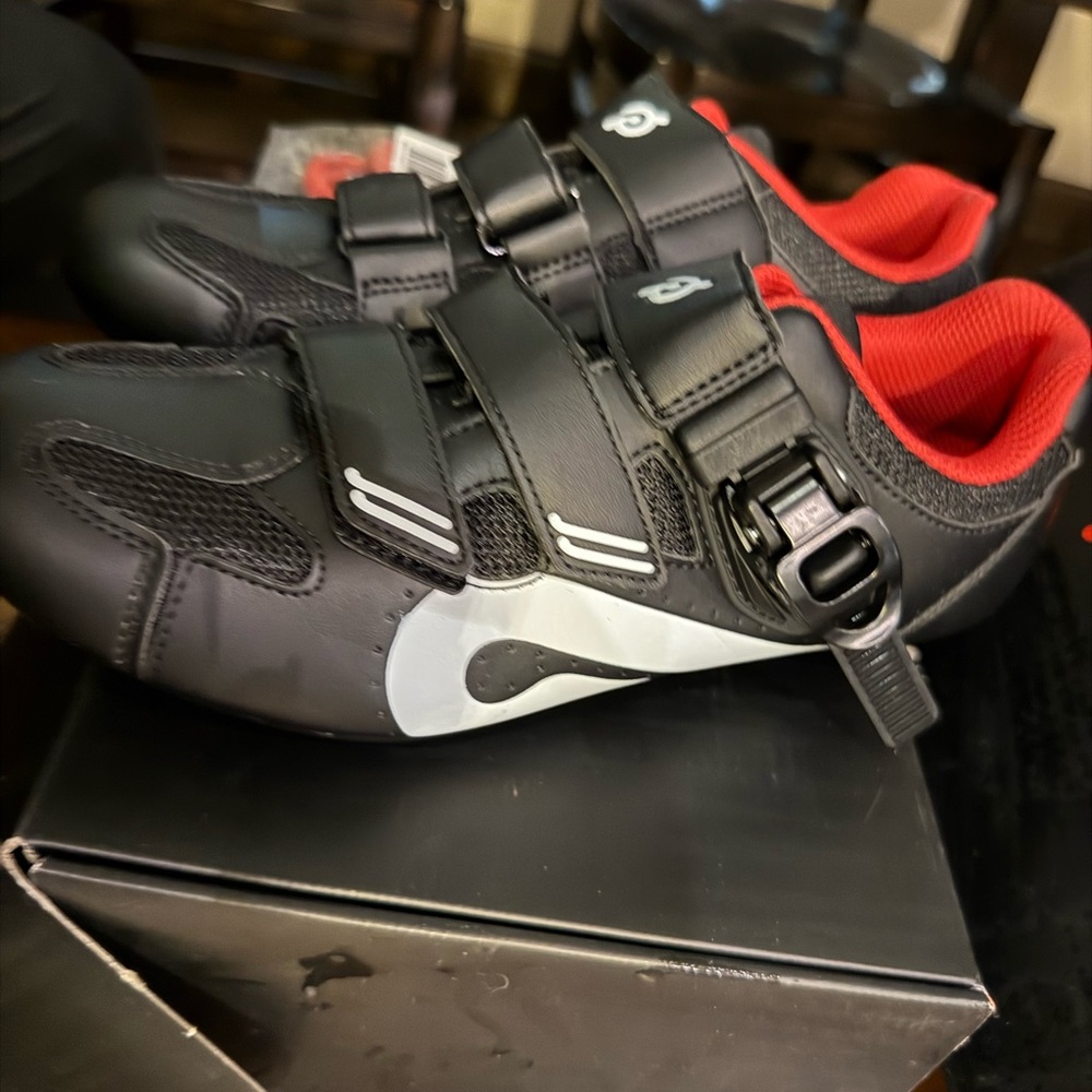 Peloton Black and Red Cycling Shoes